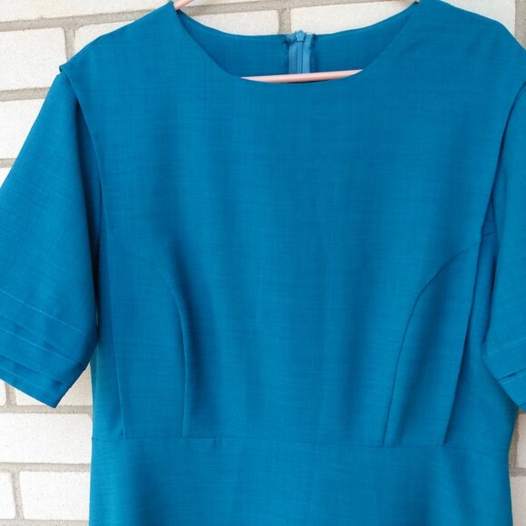 Amish Mennonite Cape Dress Plus Size 46"B 37"W Handmade Modest Teal Blue Prairie - Picture 3 of 11